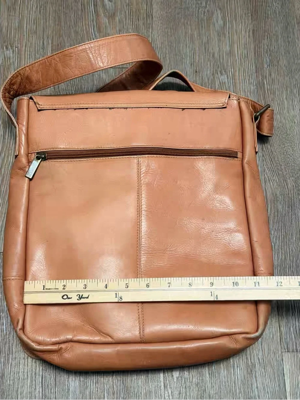 Vintage David King Boston Cognac Tan Leather Messenger Bag Crossbody Unisex